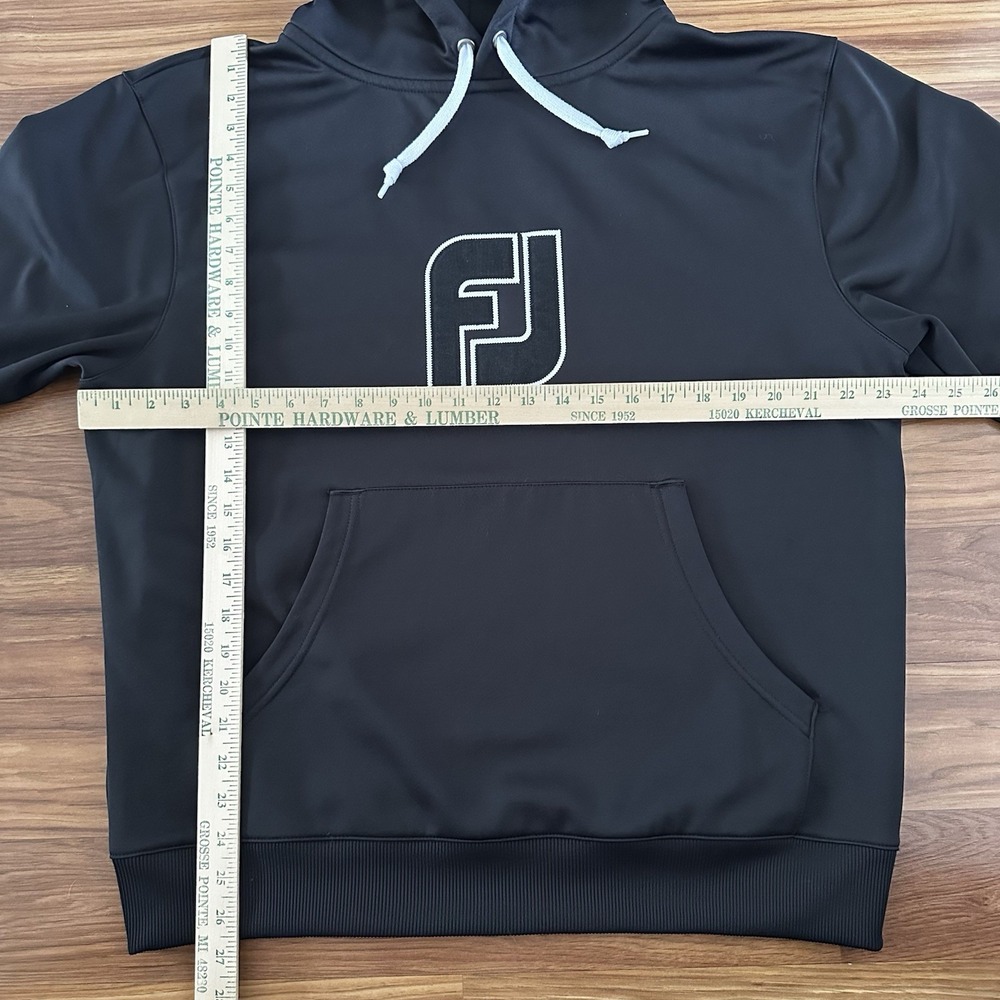FootJoy Hoodie Mens Medium Black FJ Logo Pullover Golf Sweatshirt Performance - Picture 3 of 8